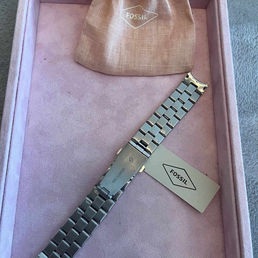 Fossil Silver and Gold 22mm Three-Row Stainless Steel Bracelet - Picture 4 of 6